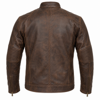 Men’s Brown Genuine Leather Café Racer Jacket