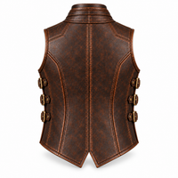 Men’s Dark Brown Genuine Leather Three-Buckle Vest