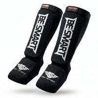 Be Smart Shin Instep Guards – Padded Shin Pads for MMA, Muay Thai, Kickboxing & Karate (Black, Adult)
