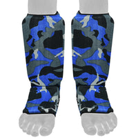 Be Smart Blue Camo Kids Shin Instep Guards – Padded Shin Pads for MMA, Muay Thai, Kickboxing & Karate