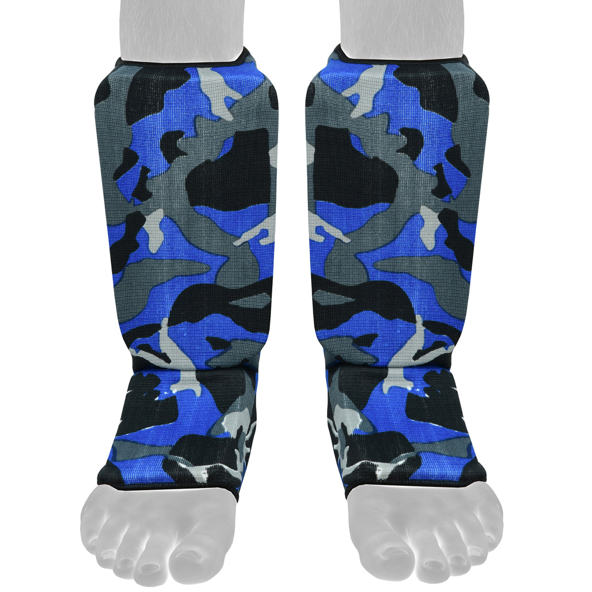 Be Smart Blue Camo Kids Shin Instep Guards – Padded Shin Pads for MMA, Muay Thai, Kickboxing & Karate