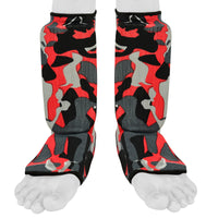 Be Smart Red Camo Kids Shin Instep Guards – Padded Shin Pads for MMA, Muay Thai, Kickboxing & Karate