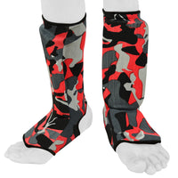 Be Smart Red Camo Kids Shin Instep Guards – Padded Shin Pads for MMA, Muay Thai, Kickboxing & Karate