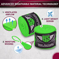 Be Smart Green Boxing Hand Wraps – 2.5m, 3.5m & 4.5m (Pair)