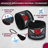 Be Smart Boxing Hand Wraps Inner Gloves for MMA, Muay Thai & Boxing Training Black