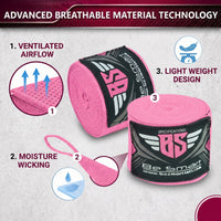 Be Smart Pink Boxing Hand Wraps – 2.5m, 3.5m & 4.5m (Pair)