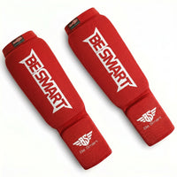Be Smart Red Shin Instep Guards – Padded Shin Pads for MMA, Muay Thai, Kickboxing & Karate (Adult)