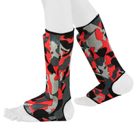 Be Smart Red Camo Kids Shin Instep Guards – Padded Shin Pads for MMA, Muay Thai, Kickboxing & Karate