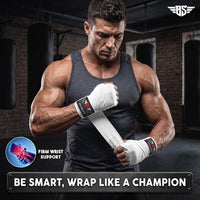 Be Smart White Boxing Hand Wraps – 2.5m, 3.5m & 4.5m (Pair)