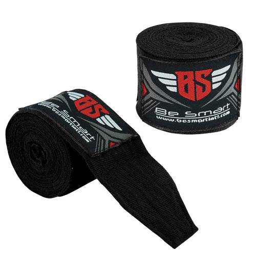Be Smart Black Boxing Hand Wraps – 2.5m, 3.5m & 4.5m (Pair)