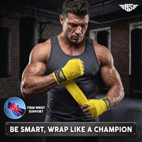 Be Smart Yellow Boxing Hand Wraps – 2.5m, 3.5m & 4.5m (Pair)