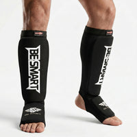 Be Smart Shin Instep Guards – Padded Shin Pads for MMA, Muay Thai, Kickboxing & Karate (Black, Adult)