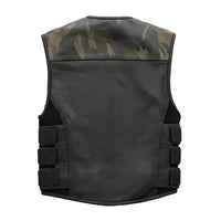 Men's Camo Leather Vest – Design 114