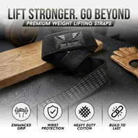 Be Smart All Black Silicone Grip Weightlifting Straps - Pair