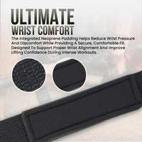 Be Smart All Black Silicone Grip Weightlifting Straps - Pair