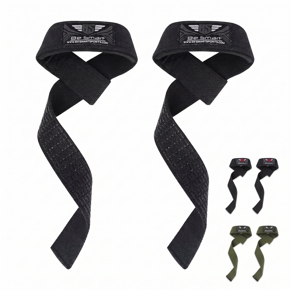 Be Smart All Black Silicone Grip Weightlifting Straps - Pair