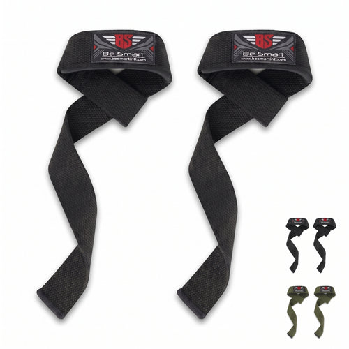 Be Smart Black Weightlifting Straps - Pair