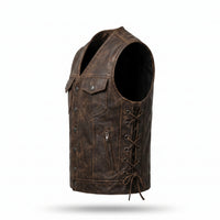 Men's Brown Leather Vest – brown vest 1