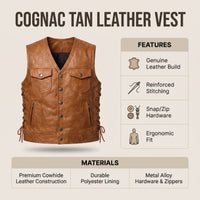 Men's Tan Leather Vest – Tan vest