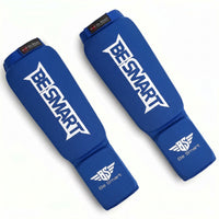 Be Smart Blue Shin Instep Guards – Padded Shin Pads for MMA, Muay Thai, Kickboxing & Karate (Adult)