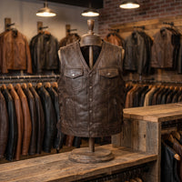 Men's Brown Leather Vest – brown vest 1