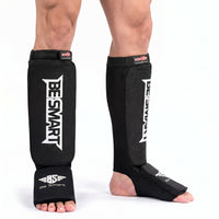 Be Smart Shin Instep Guards – Padded Shin Pads for MMA, Muay Thai, Kickboxing & Karate (Black, Adult)