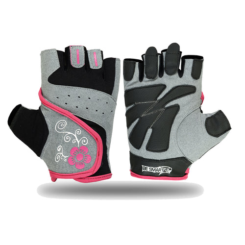 Women’s Padded Gym Gloves – Grey &  Pink