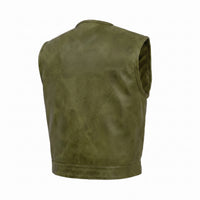 Men's Green Leather Vest – Design 066