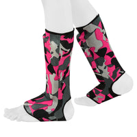 Be Smart Pink Camo Kids Shin Instep Guards – Padded Shin Pads for Girls, MMA, Muay Thai, Kickboxing & Karate