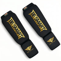 Be Smart Black & Gold Shin Instep Guards – Padded Shin Pads for MMA, Muay Thai, Kickboxing & Karate (Adult)