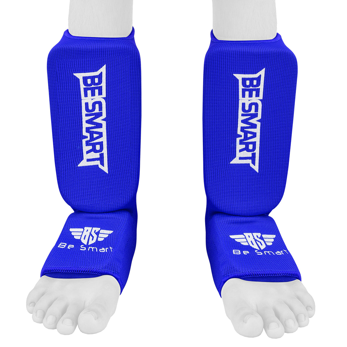 Be Smart Kids Shin Instep Guards – Padded Shin Pads for MMA, Muay Thai, Kickboxing & Karate (Blue)
