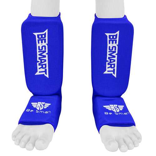 Be Smart Kids Shin Instep Guards – Padded Shin Pads for MMA, Muay Thai, Kickboxing & Karate (Blue)