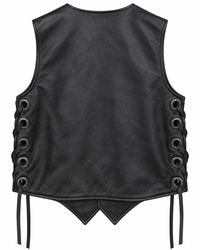 Men’s Black Genuine Leather Side-Lace Biker Vest