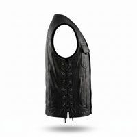 Men's Black Leather Vest – black11