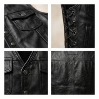 Men's Black Leather Vest – black11