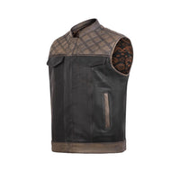 Men's Black Leather Vest – Design 097