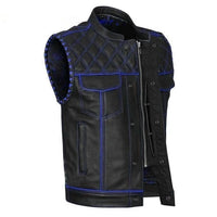 Men's Black Leather Vest – Design 112