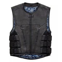 Men's Black Leather Vest – Design 113