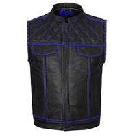 Men's Black Leather Vest – Design 112