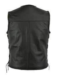 Men's Black Leather Vest – Design 099