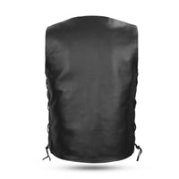 Men's Black Leather Vest – Design 100