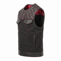 Men's Black Leather Vest – Design 073