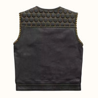 Men's Black Leather Vest – Design 087