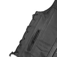 Men's Black Leather Vest – Design 100