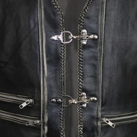 Men's Black Leather Vest – Design 084