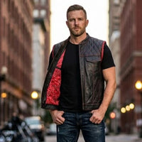 Men's Black Leather Vest – Design 088