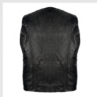 Men's Black Leather Vest – Design 080