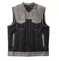 Men's Black Leather Vest – Design 111