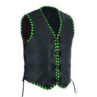 Men's Black Leather Vest – Design 090