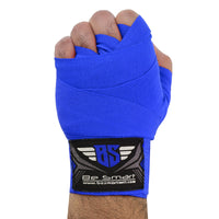Be Smart Blue Boxing Hand Wraps – Elasticated Inner Gloves for Boxing, MMA, Muay Thai & Kickboxing (Pair)